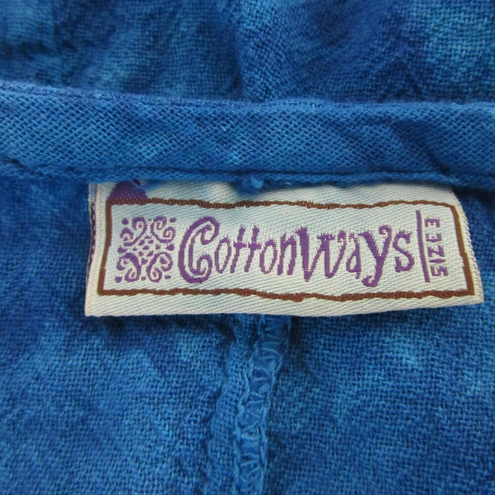 COTTONWAYS Turquoise Tie Dye Size 3 Pullover 3/4 Sleeve Lagenlook Gauze Dress - Picture 3 of 3